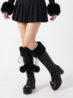 Rebel Black Faux Fur Knee-Highs