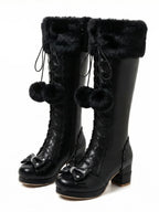 Rebel Black Faux Fur Knee-Highs