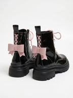 Pink Patent Leather Ankle Boots