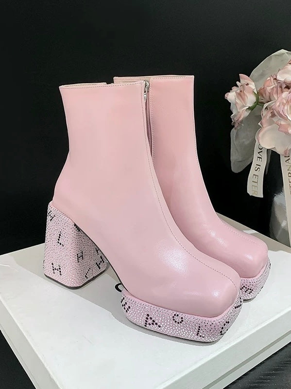 Sparkly Rhinestone Princess Platform Booties