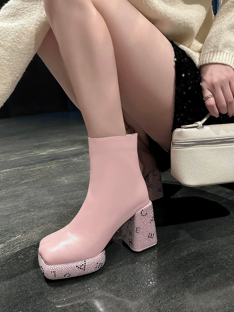 Sparkly Rhinestone Princess Platform Booties