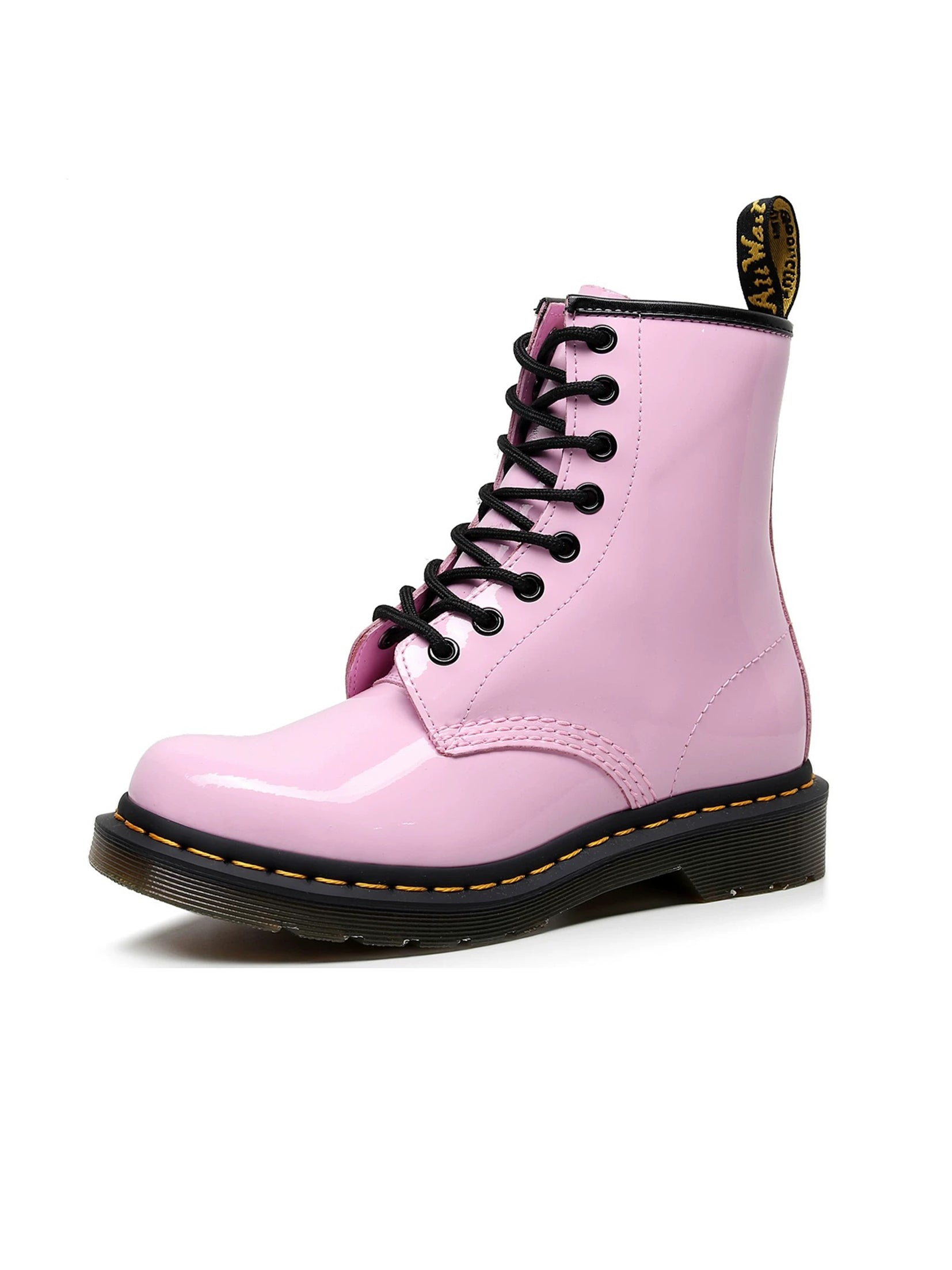 Glossy Pink Lace-Up Boots