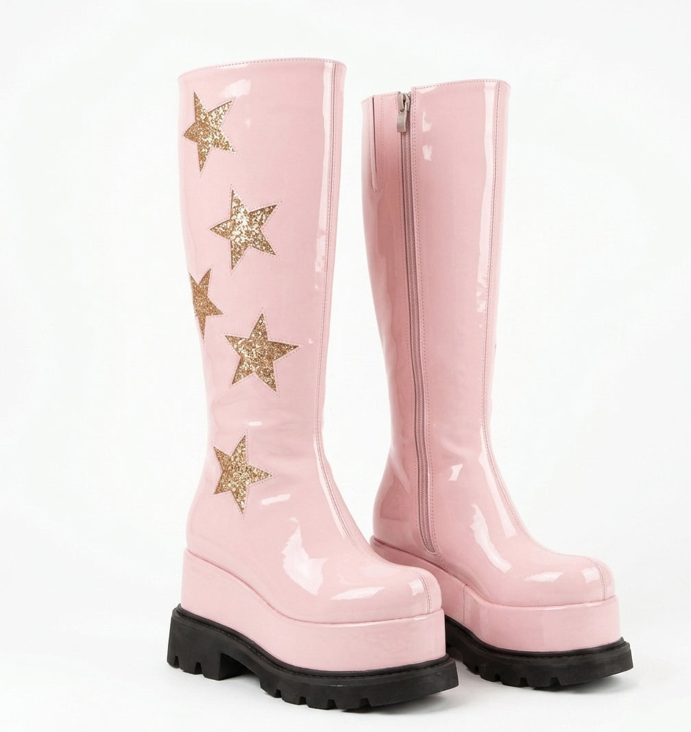 Star Princess Platform Knee-High Boots