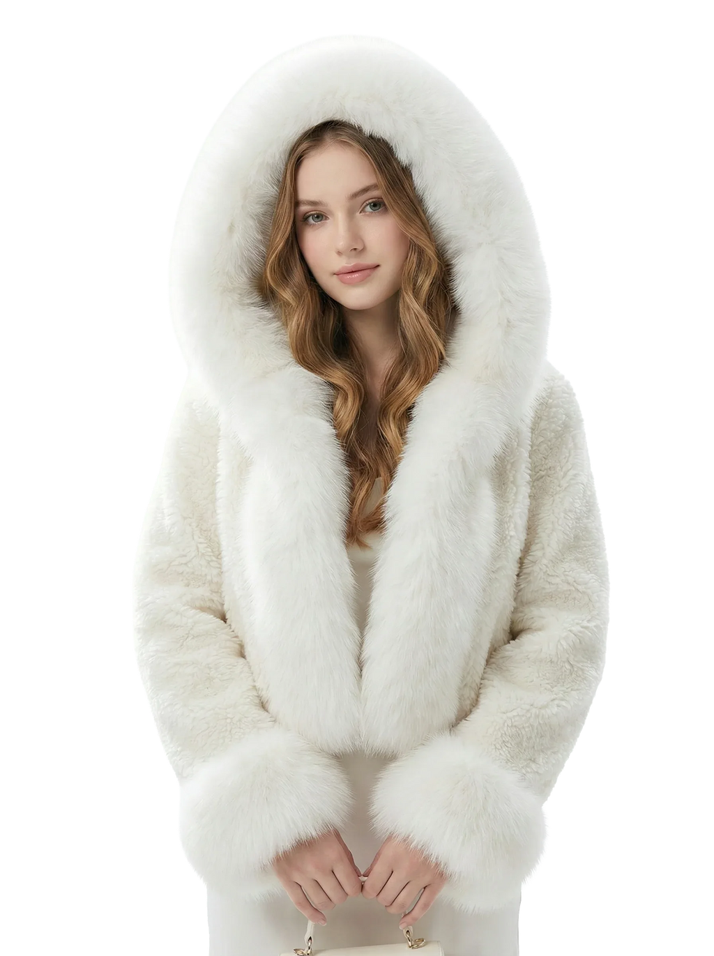 Luxe White Faux Fur Hooded Cropped Coat - Girlgeous