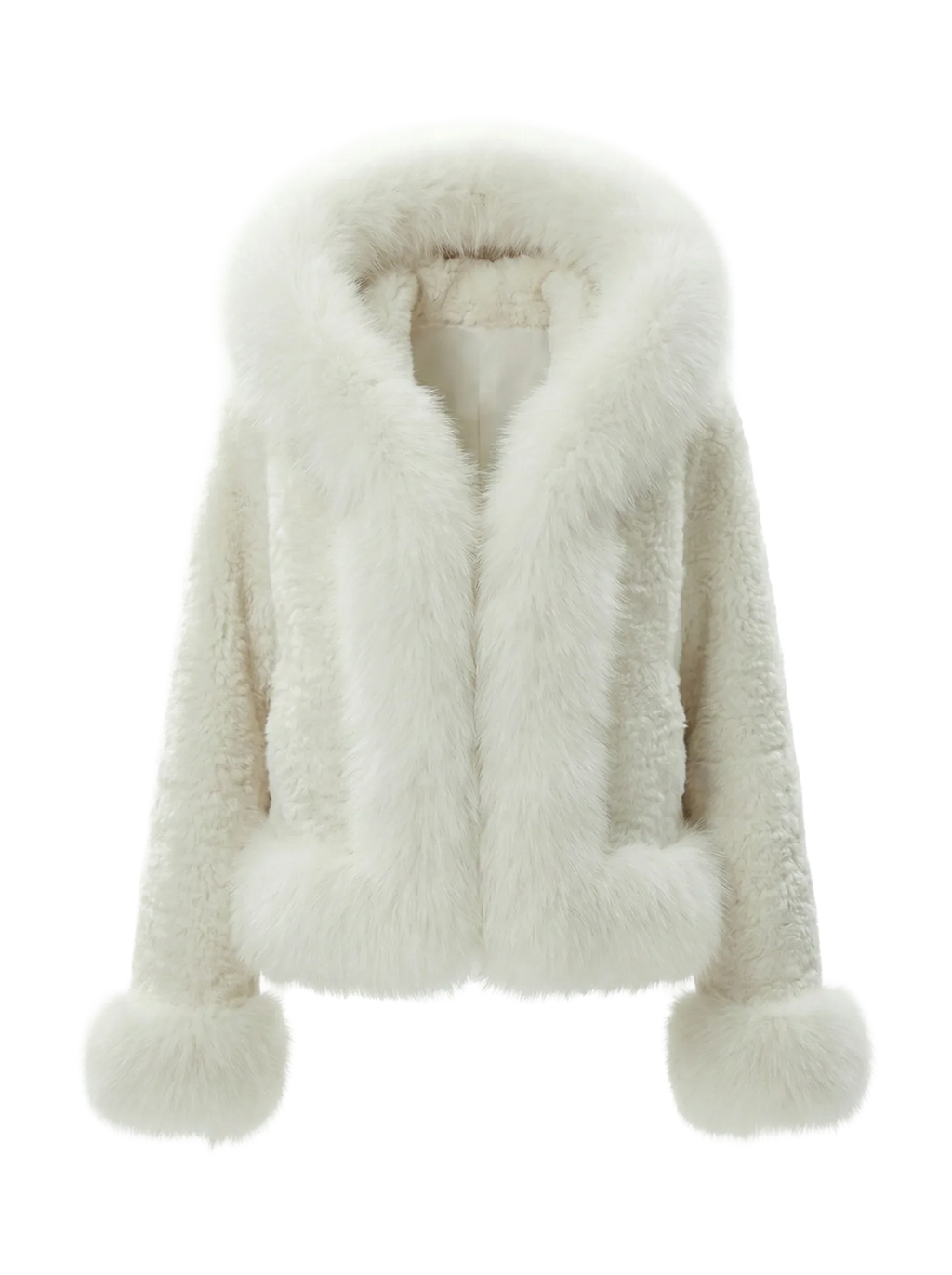 Luxe White Faux Fur Hooded Cropped Coat - Girlgeous