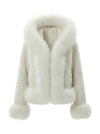 Luxe White Faux Fur Hooded Cropped Coat - Girlgeous