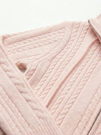 Pink Cable Knit Zip-Up Lounge Set - Girlgeous