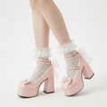 Sweetheart Ribbon & Lace Pastel Lolita Platform Heels