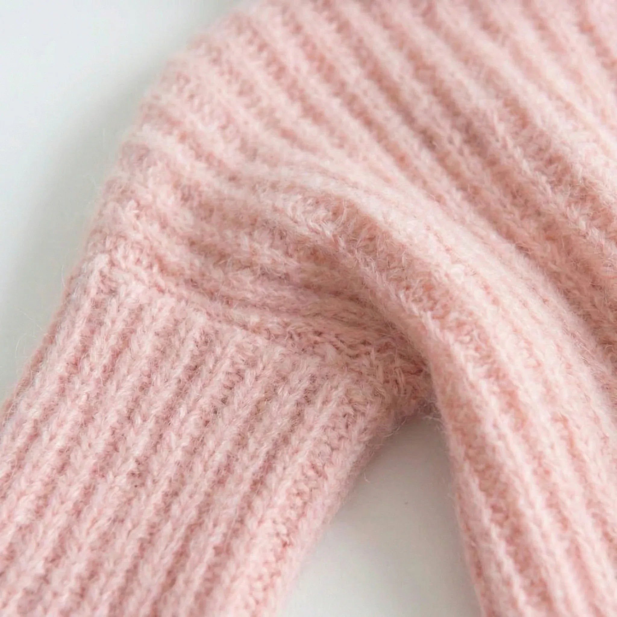 Oversized Blush Pink Chunky Knit Turtleneck - Girlgeous