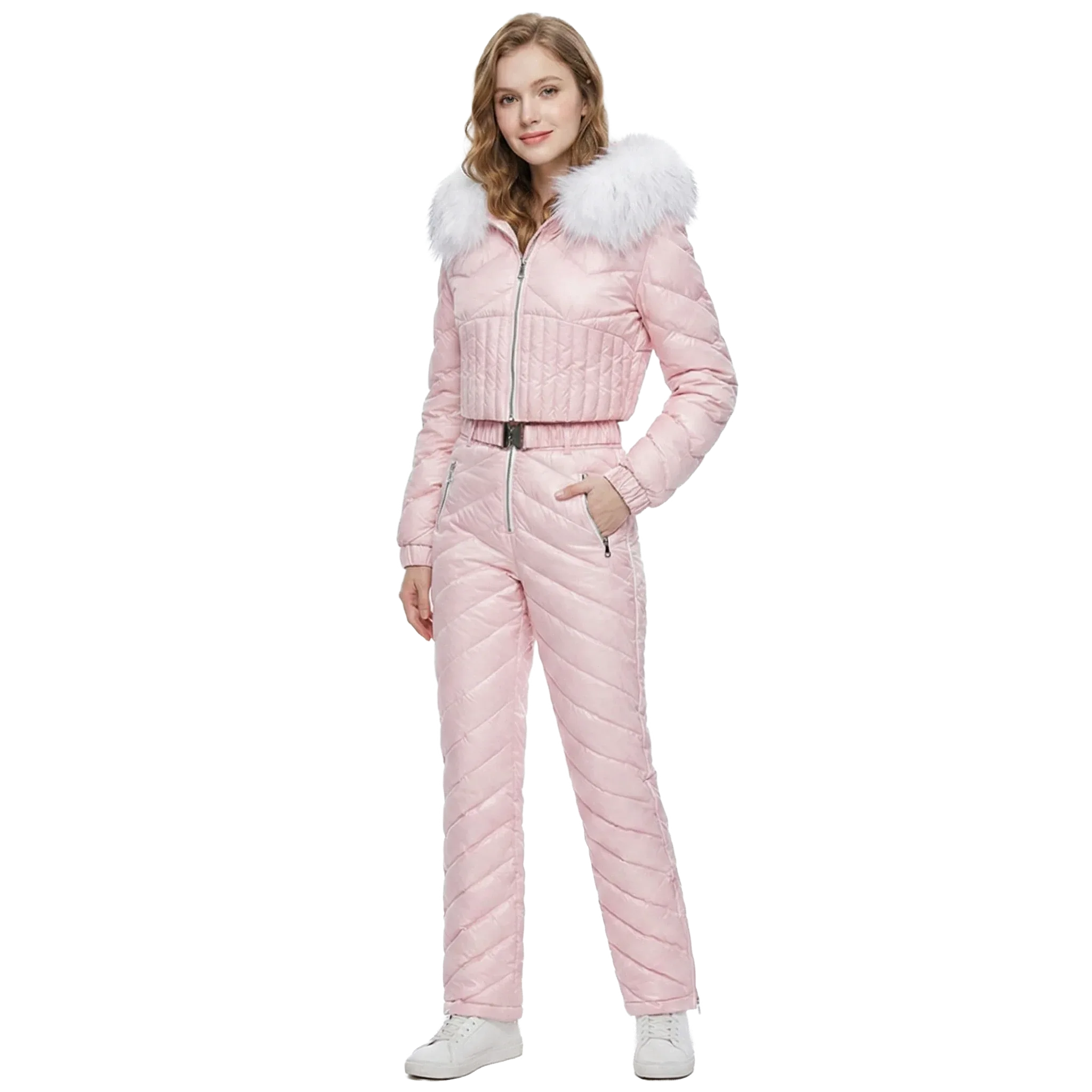 Blush Pink Quilted Two-Piece Ski Suit - Girlgeous
