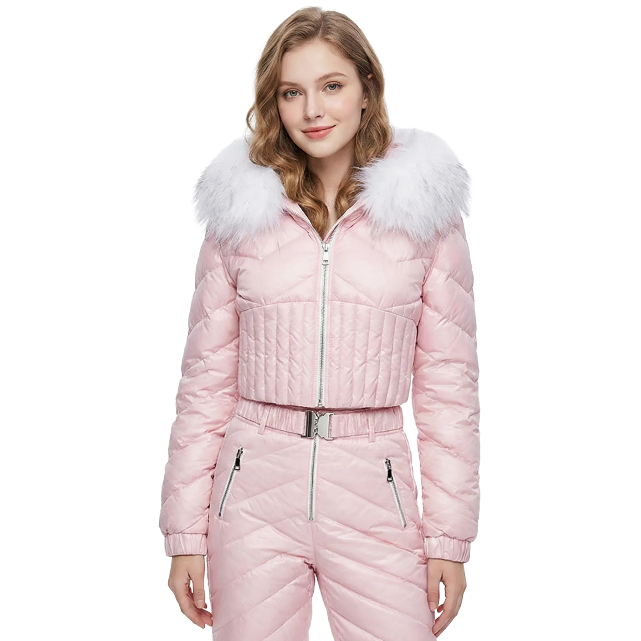 Blush Pink Quilted Two-Piece Ski Suit - Girlgeous