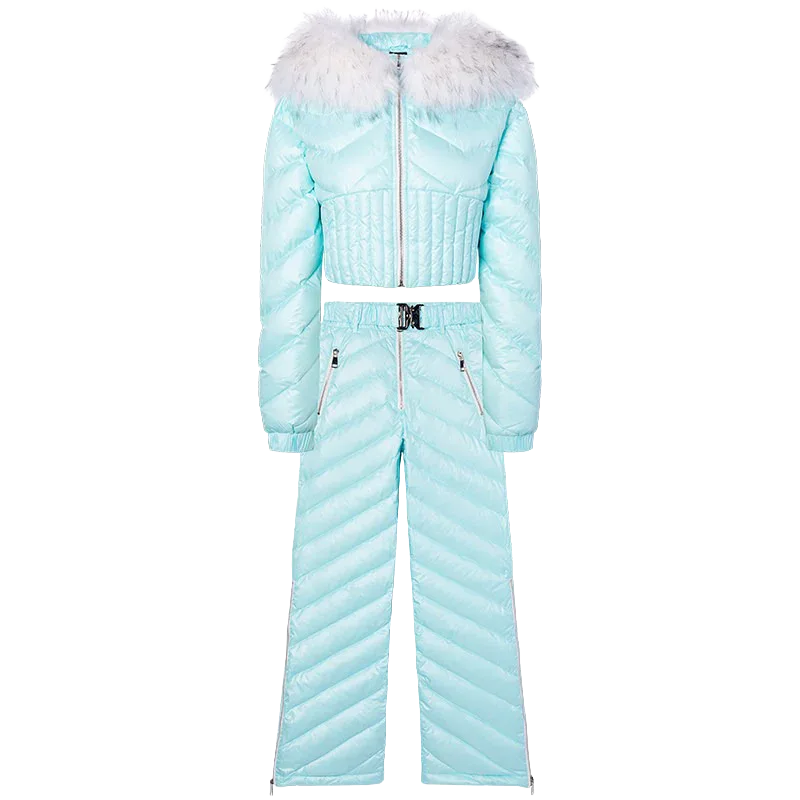 Ice Blue Quilted Two-Piece Ski Suit - Girlgeous