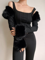Midnight Vixen Faux Fur Corset Top