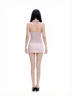 Sweetheart Pink Polka Dot Halter Top & Mini Skirt Set