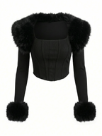 Midnight Vixen Faux Fur Corset Top