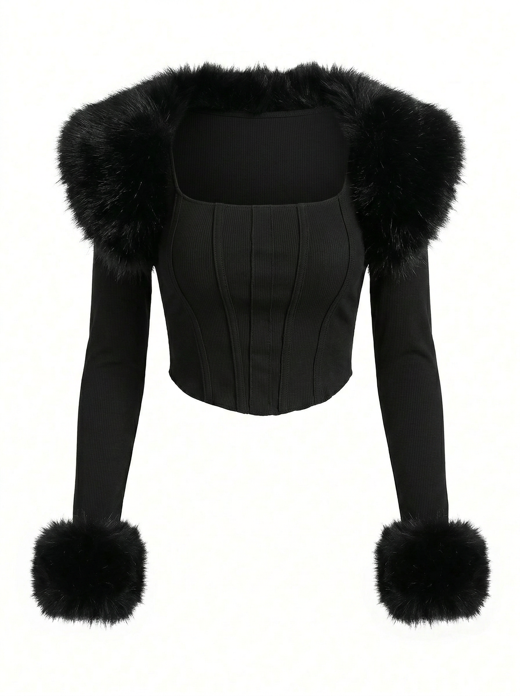 Midnight Vixen Faux Fur Corset Top
